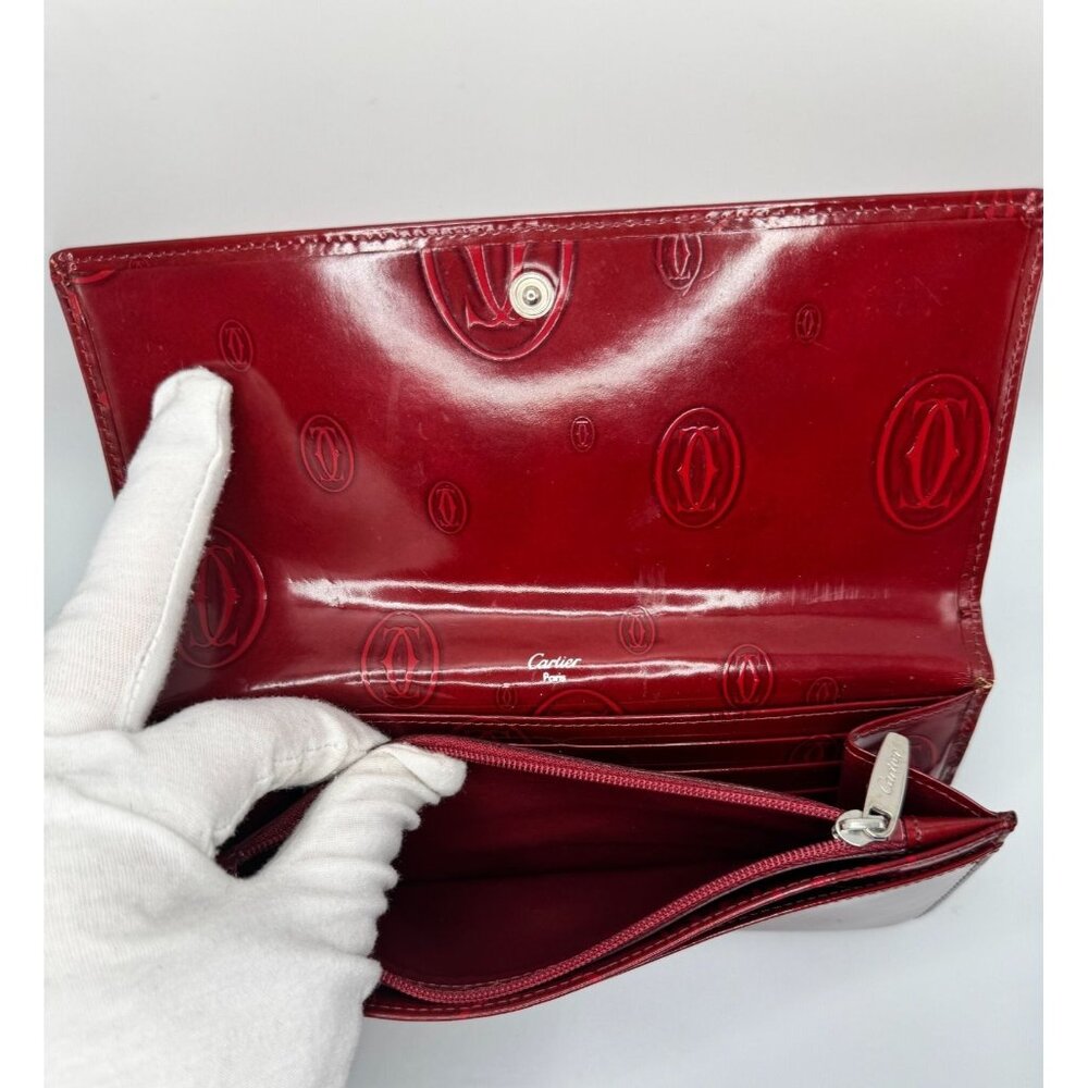Cartier Red Monogram Leather Long Wallet With Snap Closure - Picture 13 of 16